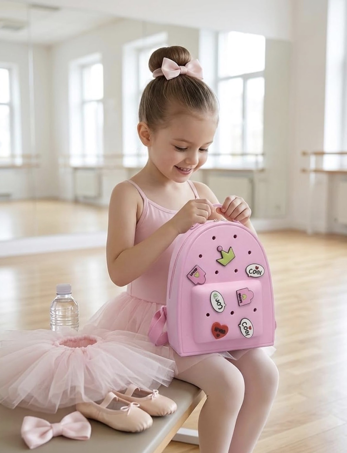 Girl with pink SALT EVA backpack