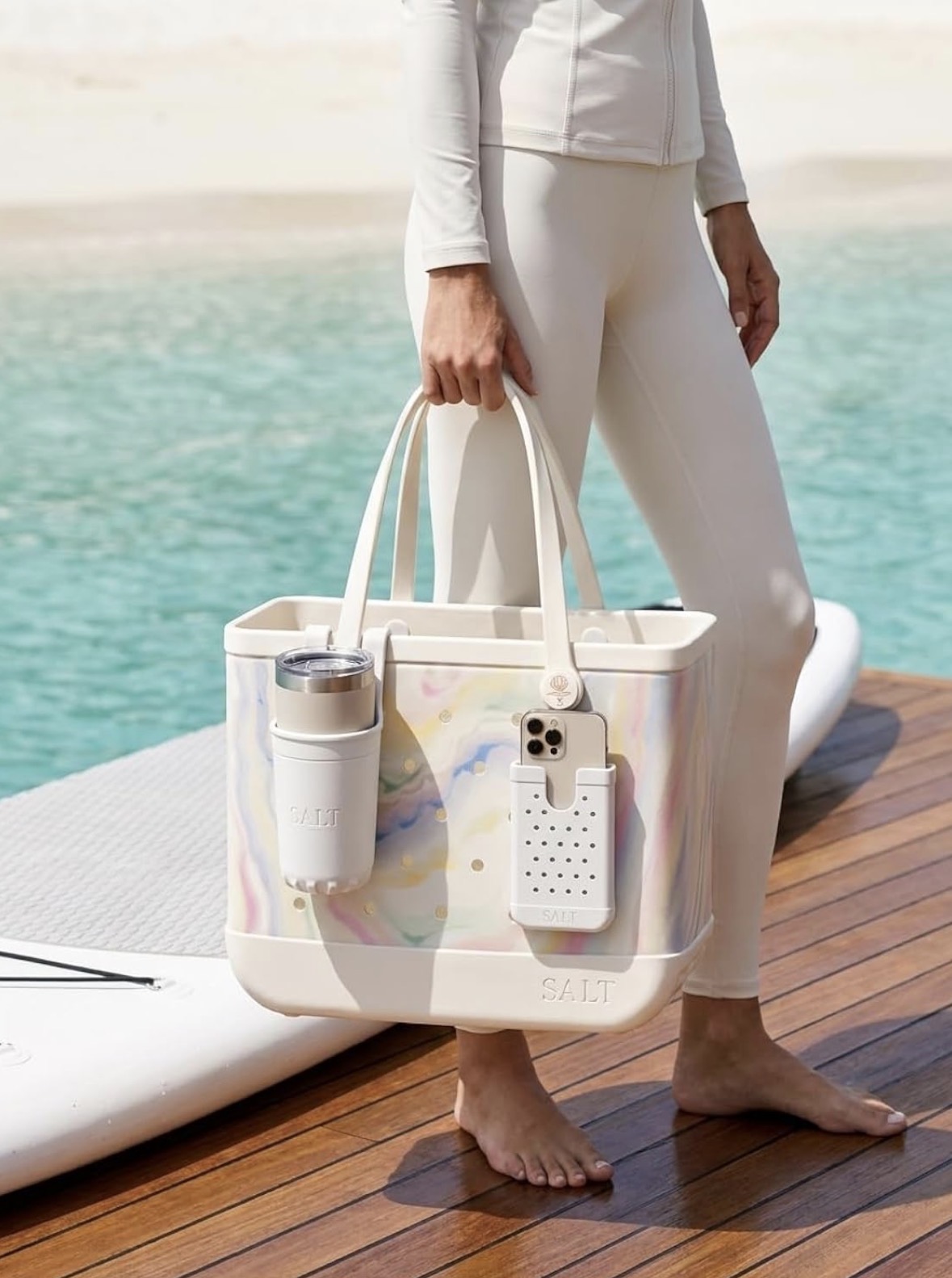 Tie-Dye tote with cup and phone holders