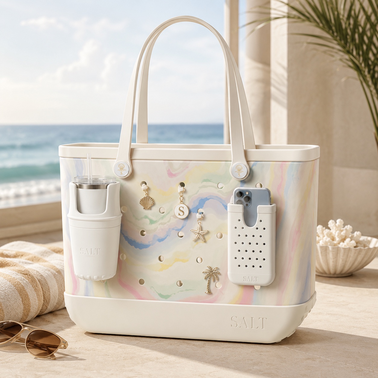 SALT by lumena Tie-Dye EVA tote with accessories